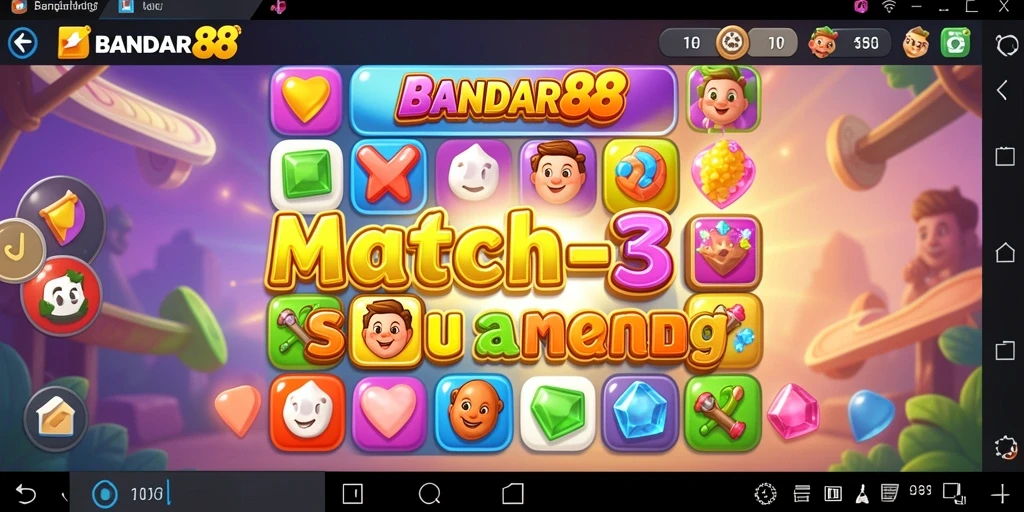 Tampilan gameplay seru dari BANDAR88 Match-3 yang penuh warna.