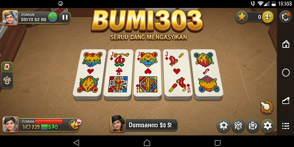 Screenshot utama BUMI303 menunjukkan pemain menikmati permainan Domino.