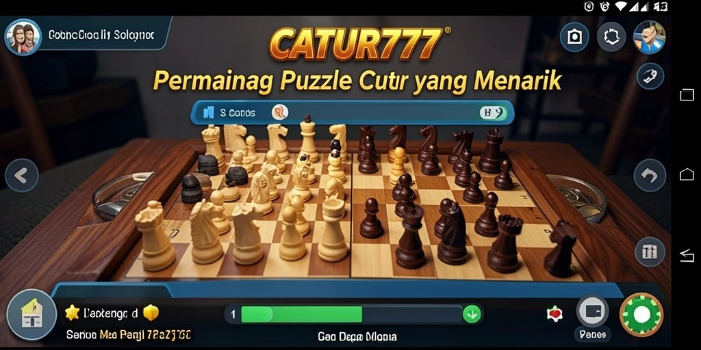 Screenshot CATUR777 menunjukkan permainan catur yang mendebarkan dan strategis.