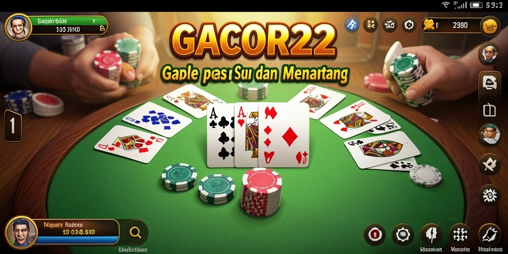 Tampilan gameplay GACOR22 yang seru dalam permainan Gaple.
