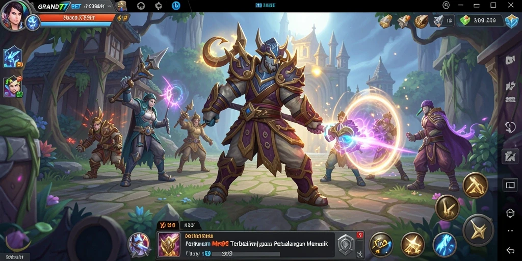 Screenshot menunjukkan aksi seru dalam permainan MMORPG GRAND77BET.