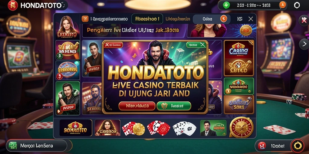 Tampak layar HONDATOTO dengan dealer profesional dan permainan Live Casino yang menarik.
