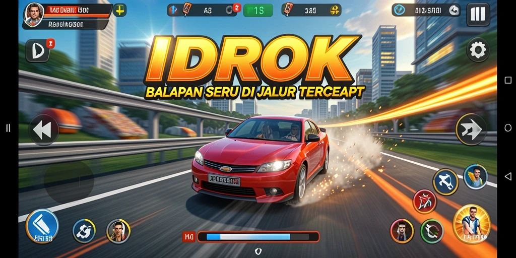 Tampilan gameplay IDROK yang seru dan mendebarkan saat balapan.