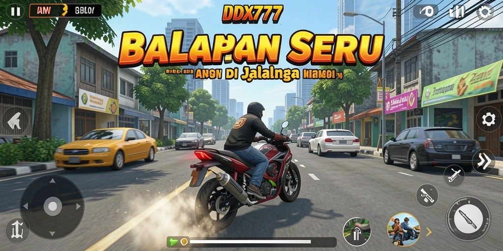 Screenshot gameplay IDX777 menampilkan aksi balapan yang mendebarkan.