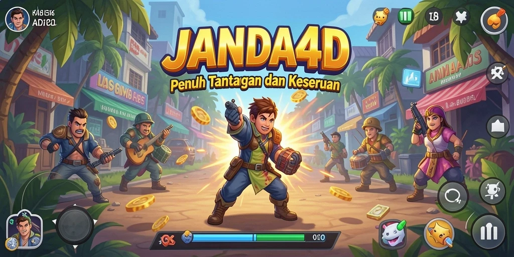 Tangkapan layar JANDA4D menampilkan gameplay seru dengan latar permainan yang dinamis.