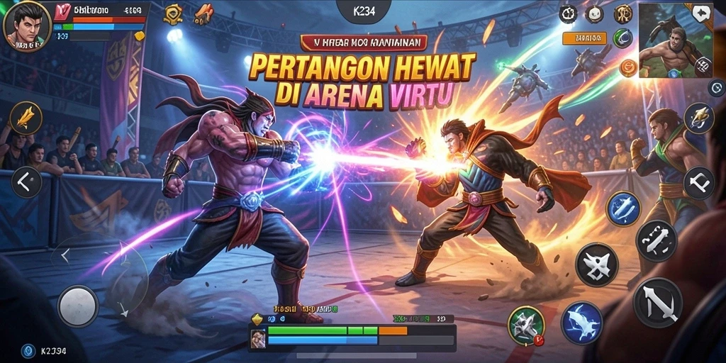 Gameplay K234 menunjukkan aksi pertarungan yang intens dan mendebarkan.