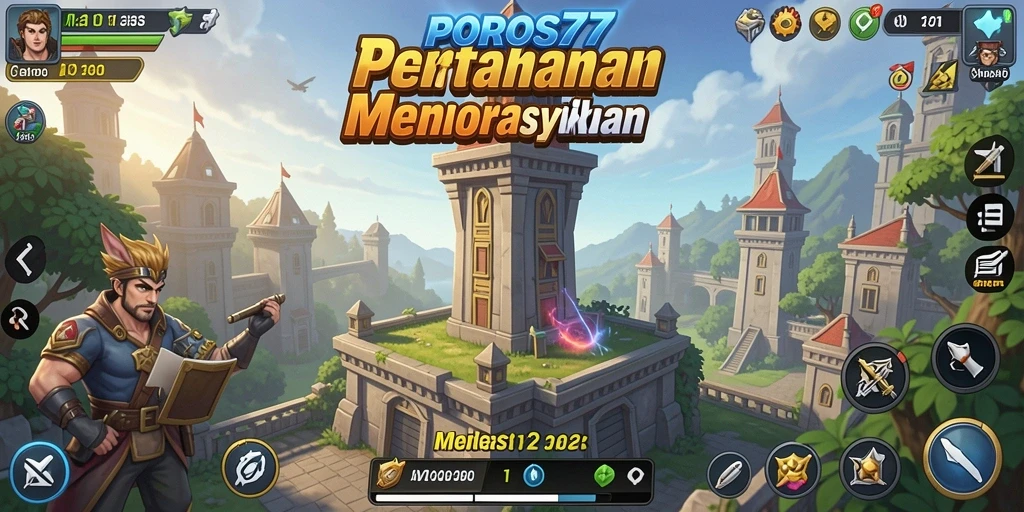 Tampilan gameplay POROS77 yang seru dan penuh strategi Tower Defense.
