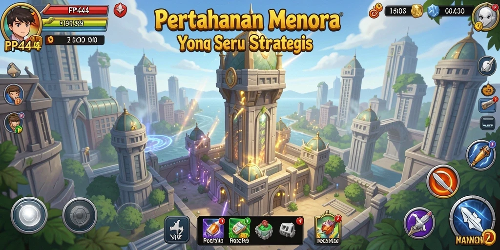 Tampilan gameplay menarik dari PP444 dalam Tower Defense.