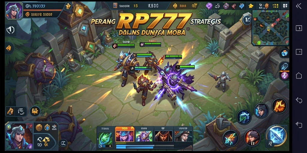 Tampilan aksi gameplay RP777 yang seru dan menegangkan di arena MOBA.