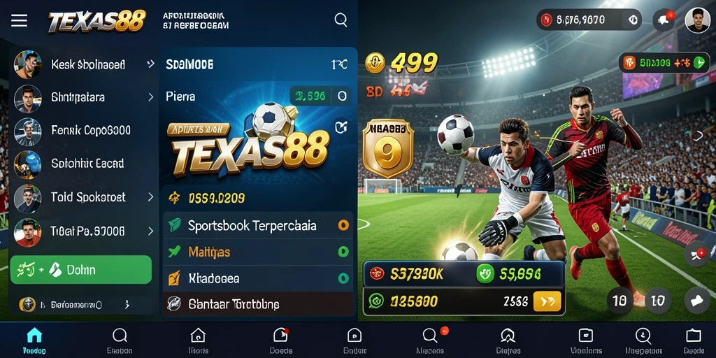 Screenshot TEXAS88 menampilkan antarmuka taruhan olahraga yang menarik.