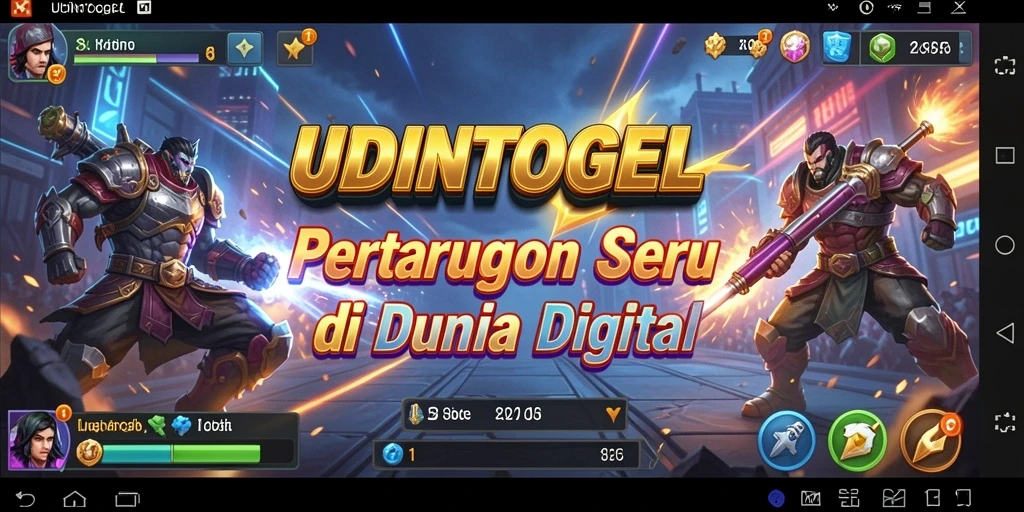 Tampilan gameplay menegangkan dalam UDINTOGEL saat karakter bertarung.