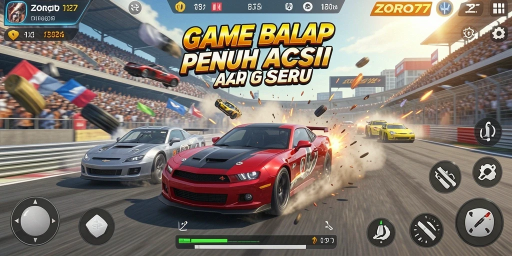 Gameplay seru dan mendebarkan di ZORO77 saat balapan.